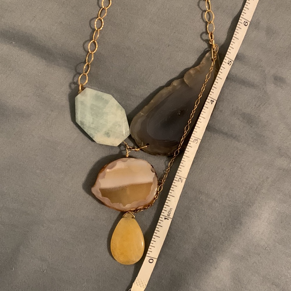 Large Four Stone Colorful Statement Necklace - image 5